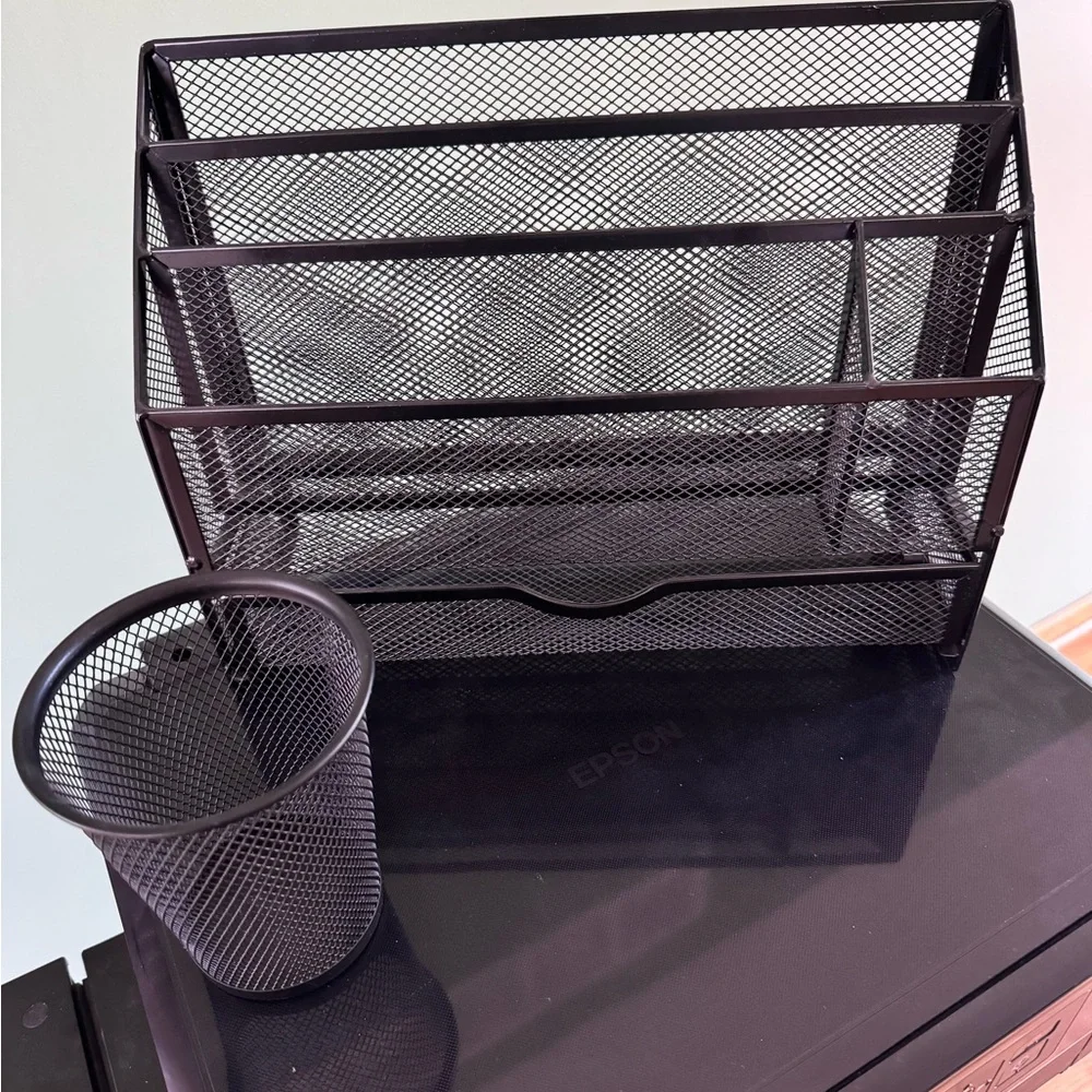 Black Mesh Desk Organizer Set